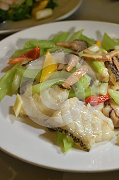 Chinese cuisine cuttlefish fish fillet celery