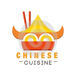 Chinese cuisine logo design, authentic traditional continental food label can be used for cafe, bar, restaurant, menu