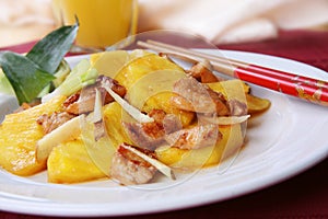 Chinese Cuisine - Stir Fry Chicken with Pineapples