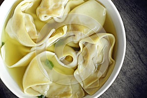 Chinese cuisine - Wontop soup overhead shot