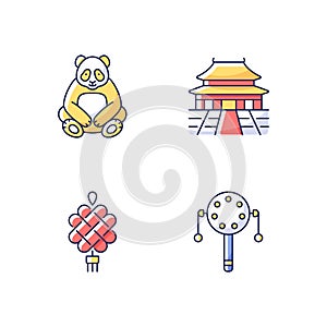 Chinese culture RGB color icons set