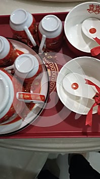 The chinese cup set for wedding