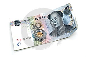 Chinese currency, money, yuan, on a white background, isolate