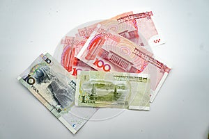 Chinese currency, money, yuan on a white background, isolate