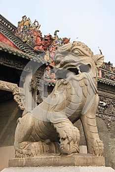 Chinese Decoration in front of Ancestral Temple of the Chen Family or Chen Clan Academy in Guangzhou, China photo