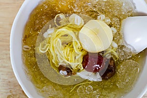 Chinese dessert, cold boiled Ginkgo with the Longan soup in Thai