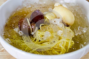 Chinese dessert, cold boiled Ginkgo with the Longan soup in Thai