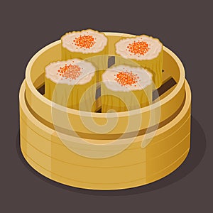 Chinese Dim Sum Steamed Shumai With Fish Roe