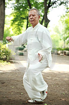 Chinese do taichi outside photo