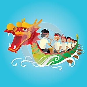 Chinese Dragon Boat competition illustration