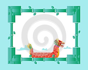 Chinese dragon boat festival Zongzi, china bamboo traditional frame border vector image picture poster