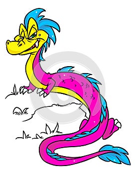 Chinese dragon bright colors character myth fairy tale cartoon illustration