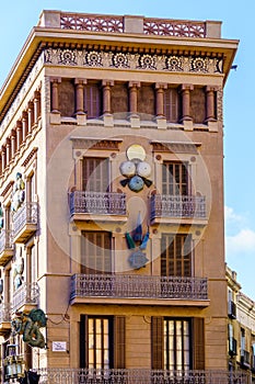 Chinese dragon in the Casa Bruno Cuadros, house of umbrellas a house built by Josep Vilaseca and an old umbrella shop, an example photo