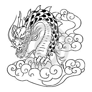 Chinese dragon in clouds