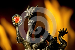 Chinese Dragon and Flower Crystal Ball