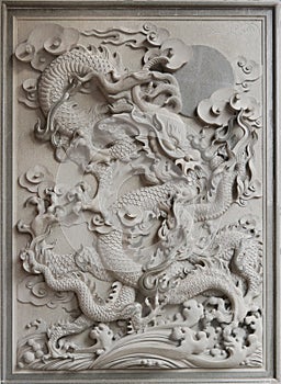 Chinese Dragon Granite Stone Carving
