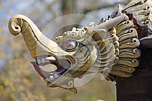 Chinese dragon head carving