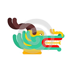 Chinese dragon head face mask. China mythical monster. National folk beast. vector illustration