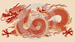 Chinese dragon. Illustration of Traditional zodiac Dragon. Happy Chinese new year