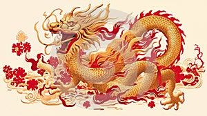 Chinese dragon. Illustration of Traditional zodiac Dragon. Happy Chinese new year