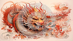 Chinese dragon. Illustration of Traditional zodiac Dragon. Happy Chinese new year