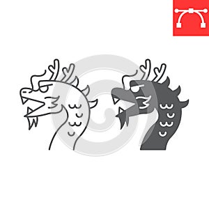 Chinese dragon line and glyph icon