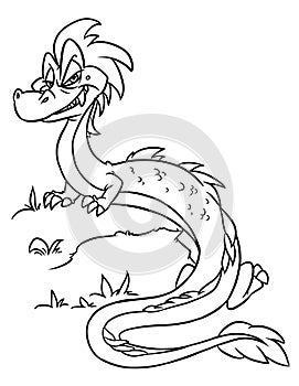 Chinese dragon myth fairy tale animal character coloring page cartoon illustration