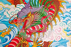 Chinese dragon painting on the wall