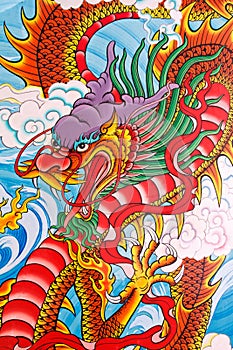 Chinese dragon painting on the wall