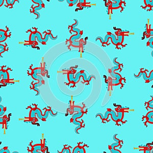 Chinese dragon pattern seamless. China mythical monster background . National folk beast texture. vector illustration