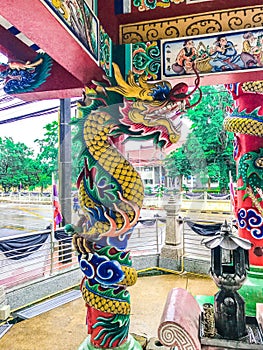 Chinese dragon and pavilion