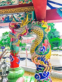 Chinese dragon and pavilion