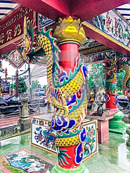 Chinese dragon and pavilion