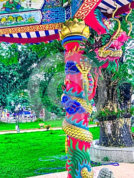 Chinese dragon and pavilion