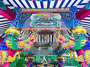 Chinese dragon and pavilion