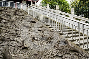 Chinese dragon relief on slope,Chengdu