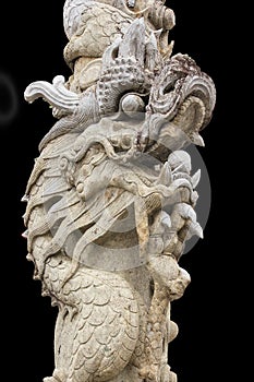 Chinese dragon-shaped carved stone in Thai temples