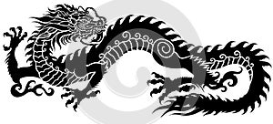 Chinese dragon silhouette. Side view tattoo