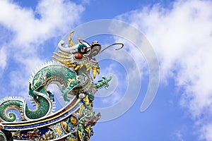 chinese dragon statue on Leong San Tong Khoo Kongsi roof, Penang, Malaysia