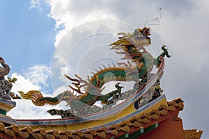 Chinese Dragon on Temple Roof Top