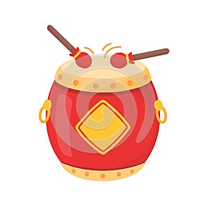 Chinese drum. A drum and sticks used to make a loud sound. Celebrating Chinese New Year