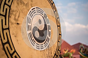 Chinese drum Yin Yang in Chinese temple