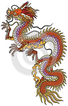 Chinese or Eastern red dragon. Isolated vector