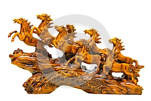 Chinese eight horses abstract sculpture fengshui statue