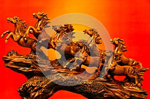 Chinese eight horses abstract sculpture fengshui statue