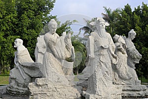 Chinese eight immortals stone carving