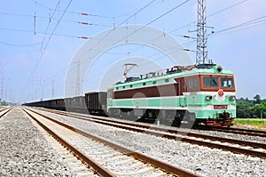 Chinese electric train under blue sky