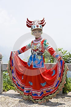 Chinese Ethnic Girl in Traditional Dress