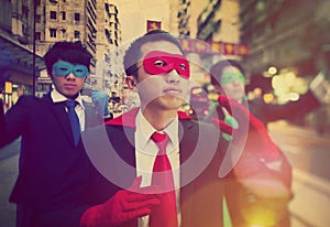 Chinese Ethnicity Businessmen Superheroes Power Concept