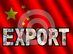 Chinese Export with cash and flag